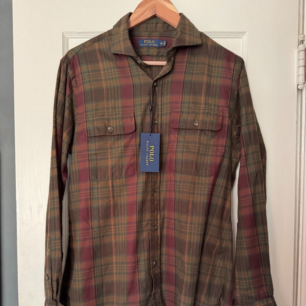 Polo Ralph Lauren Men's Classic-Fit Plaid Brushed Flannel Shirt Sz: Medium
